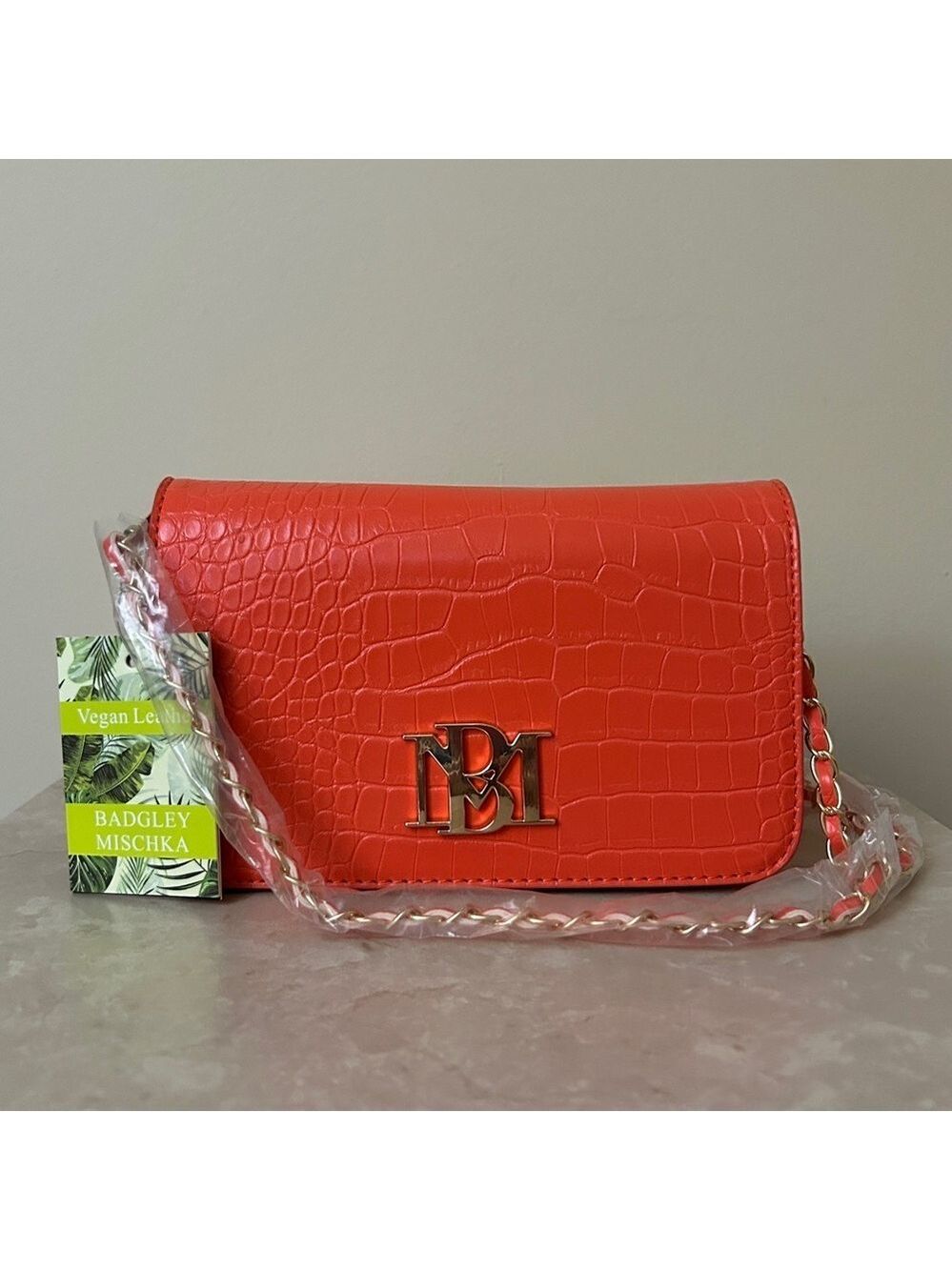 Badgley Mischka Crocodile Embossed Vegan Leather Crossbody